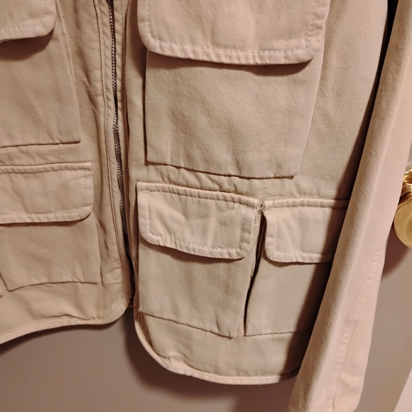 Womens Tan Canvas Cotton Utility Jacket - Picture 12 of 12